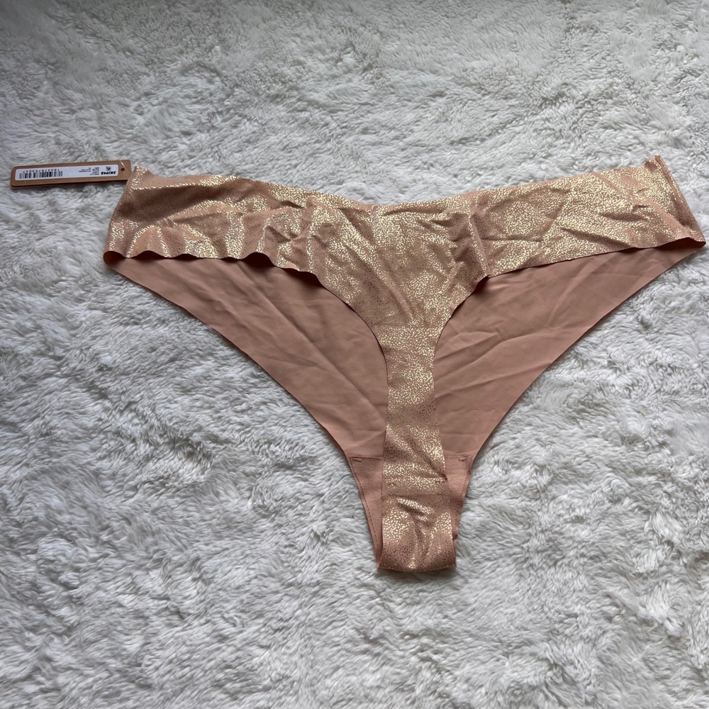 SKIMS Free Cut Thong Clay Foil Metallic Seamless Underwear PN-THG-0852 3X NEW